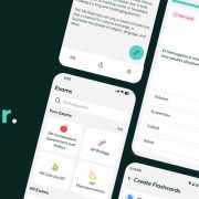 Screenshot of Knowt app interface showing AI-generated flashcards from uploaded PDF notes, highlighting key terms and spaced repetition schedule.