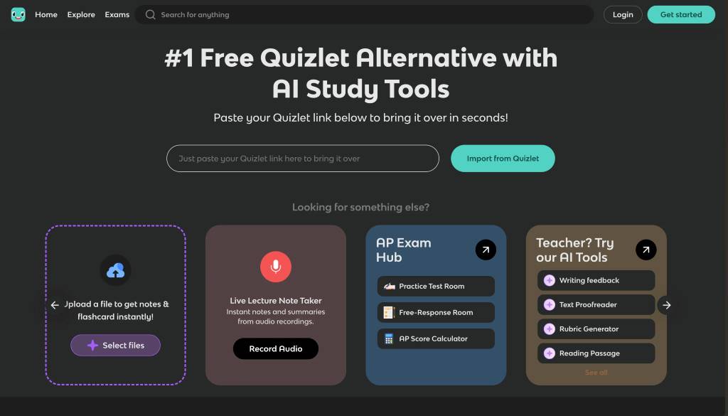 Student using Knowt on mobile device during study session, with practice test screen displaying adaptive quiz questions for exam prep.