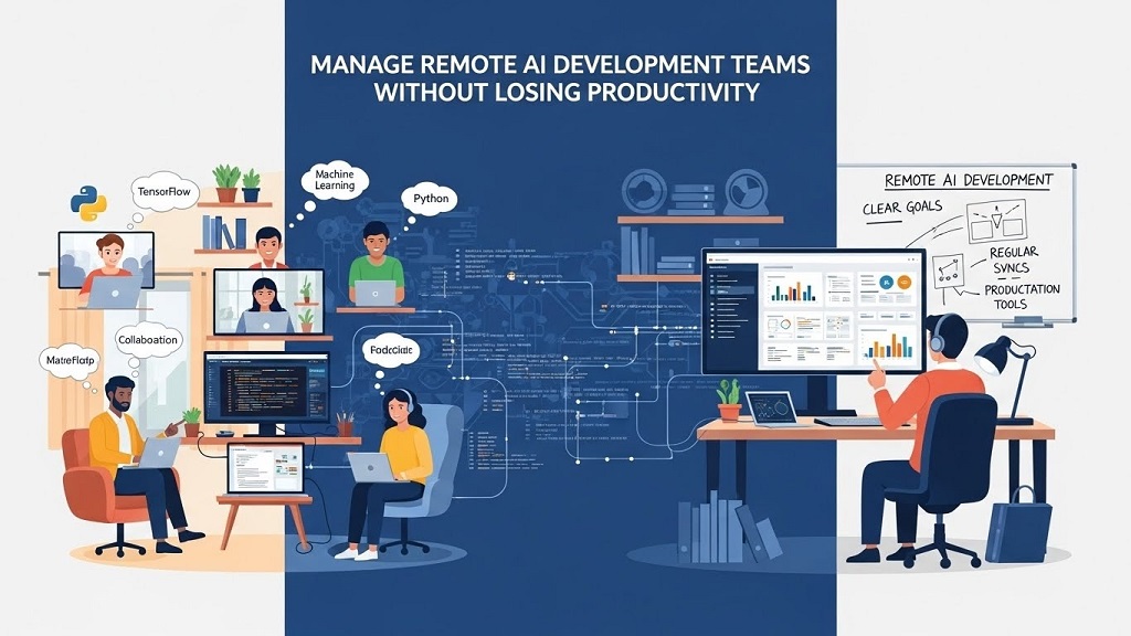 Remote AI development team collaborating across time zones