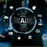 California business team using AI tools on laptop for automation, data analysis, and business growth strategies.