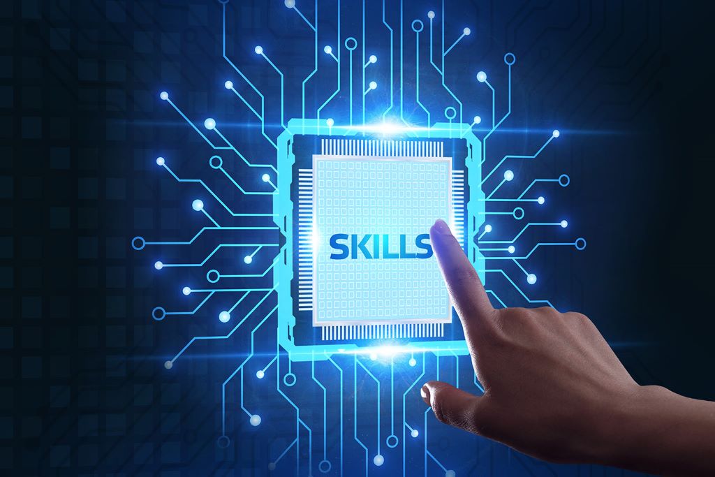 IT professional learning coding and cloud technologies through hands-on training on a laptop