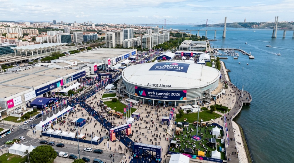 Aerial view of Altice Arena in Lisbon, Portugal, the main venue for Web Summit 2026