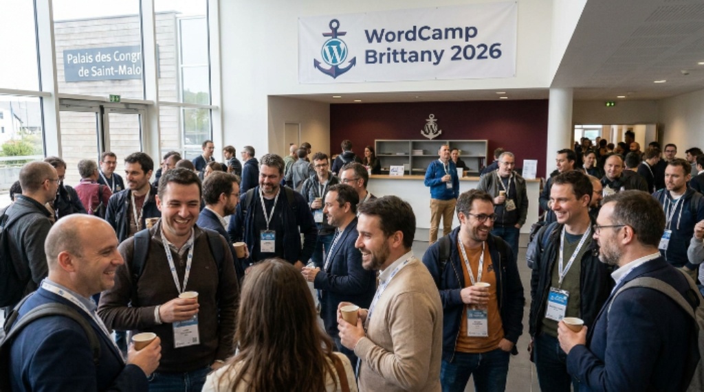 Attendees networking at WordCamp Brittany 2026 conference