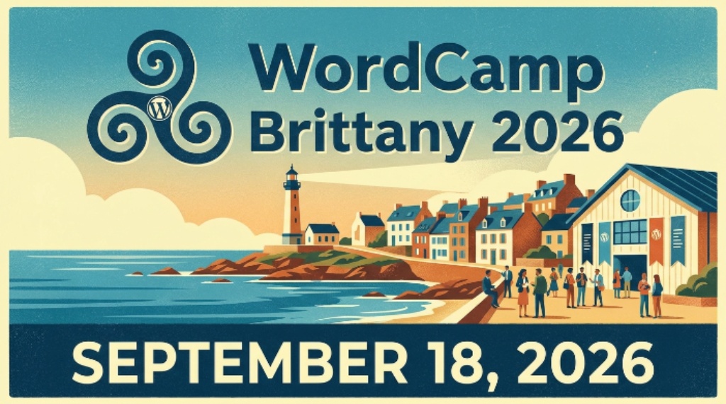WordCamp Brittany 2026 event poster with date September 18