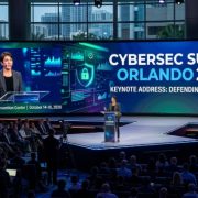 Cybersecurity conference keynote stage in Orlando, October 2026