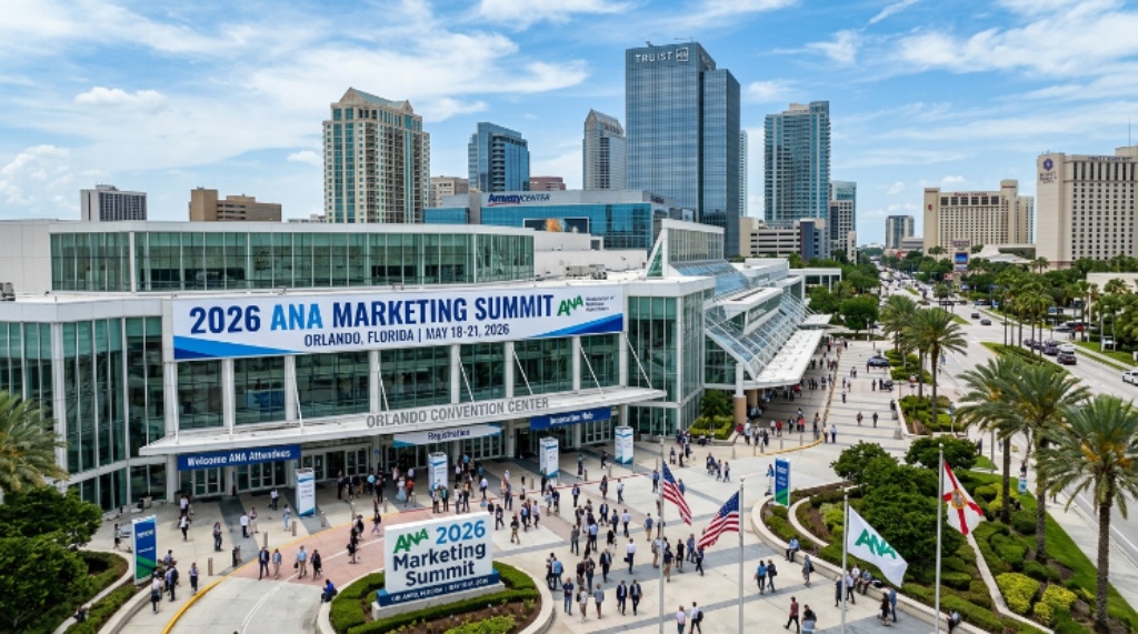 Orlando Florida skyline and convention center for the 2026 ANA marketing summit