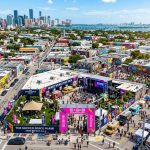 Aerial view of Miami's Wynwood district with colorful murals and The Sacred Space venue for WIRED World Fair 2026